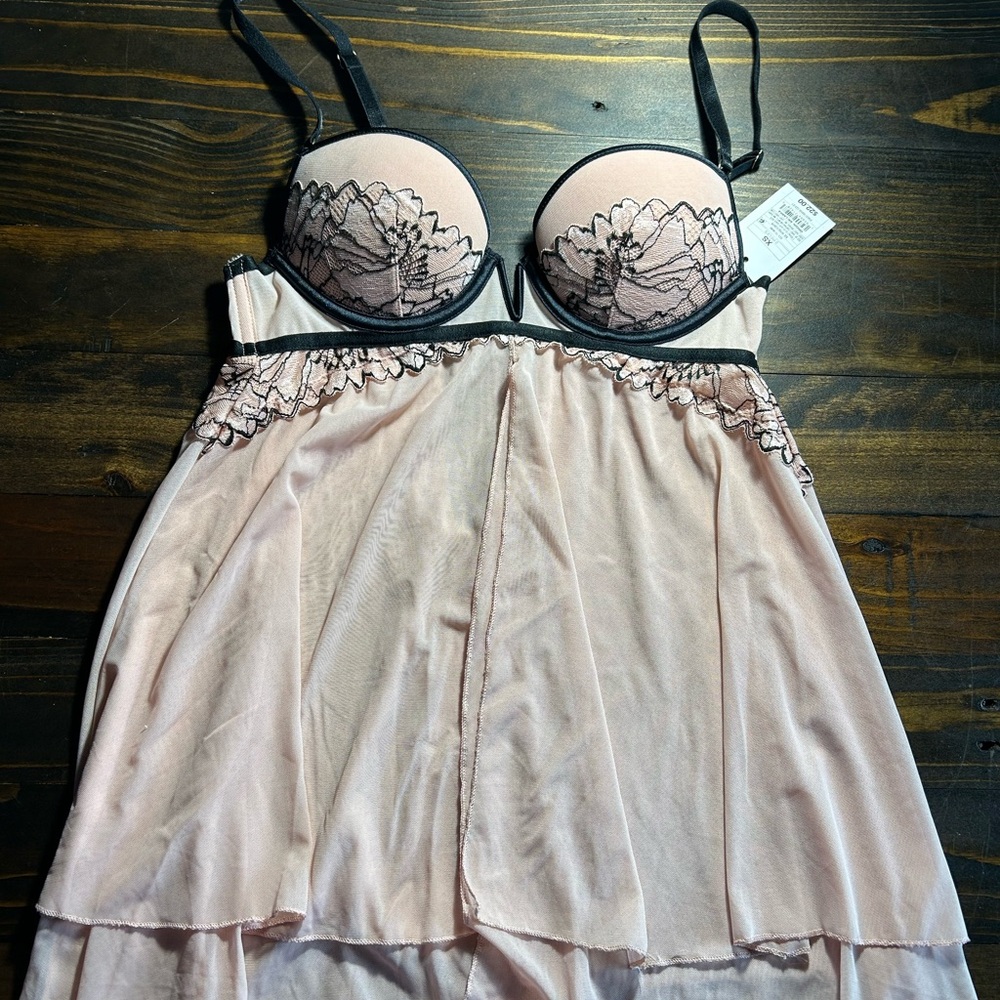 Target Pink and Black Lace Chemise